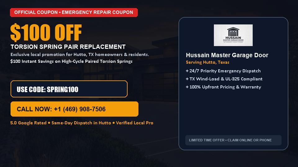Hussain Master Garage Door $100 OFF Dual Torsion Spring Replacement