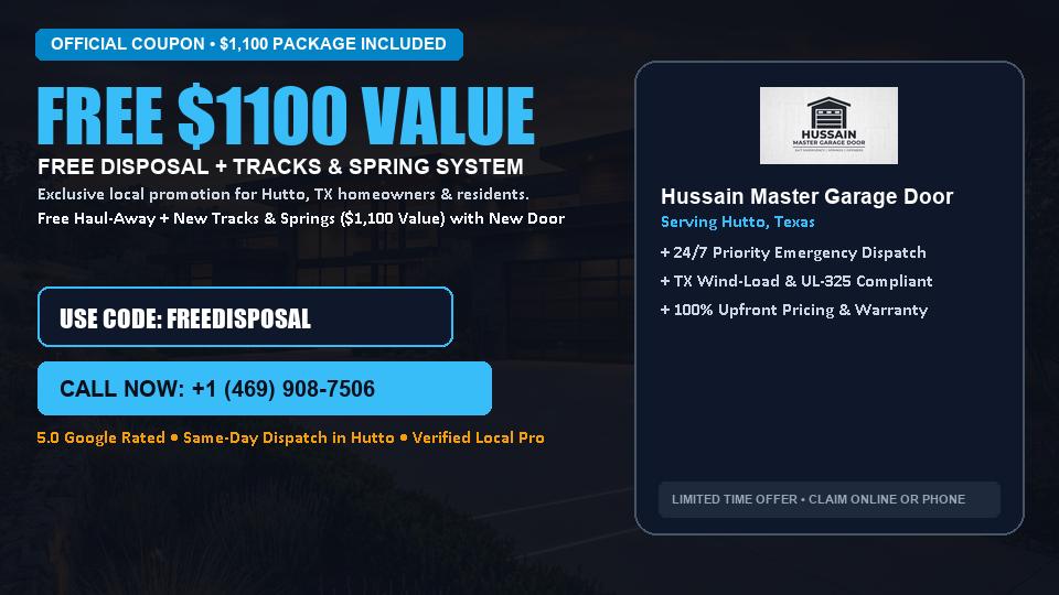 Hussain Master Garage Door FREE Haul-Away & Heavy-Duty Tracks with New Door
